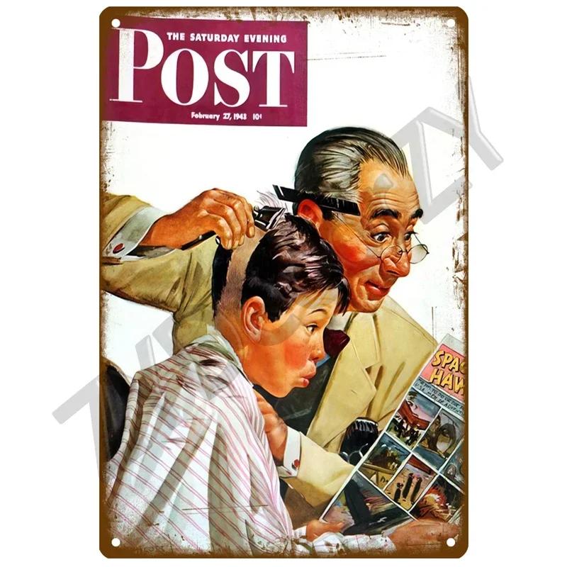 Vintage Barber Shop Metal Sign  Retro Haircut and Shave Plaque for Cafe Bar Pub  Tin Wall Decor Poster  Home Decor Iron Plate