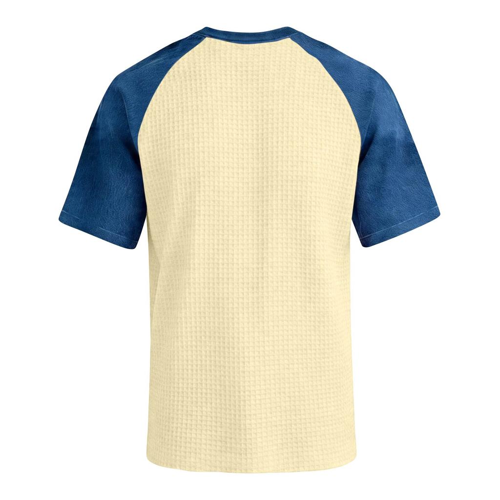Men's Casual Lightweight Waffle Knit Raglan Short Sleeve Crew Neck Shirt Loose Fit Big Size Top for Everyday Wear