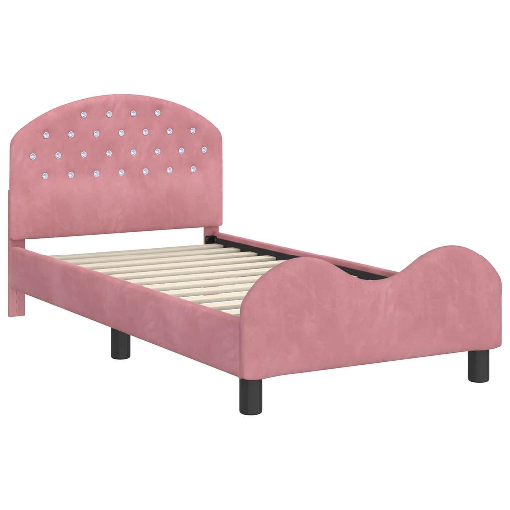 Children s Bed Frame with Headboard Pink 80 x 160 cm Velvet