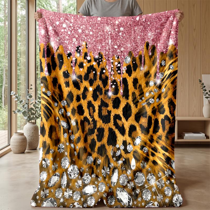 Leopard Print Bow Tie 1 Theme Blanket Lightweight Warm Flannel Blanket Decorative Throw Blanket for Home Decoration