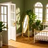 1:12 Scale Doll House Dressing Mirror Metal Floor Mirror Model Figurine For Miniature Bedroom Scene Setting Decoration