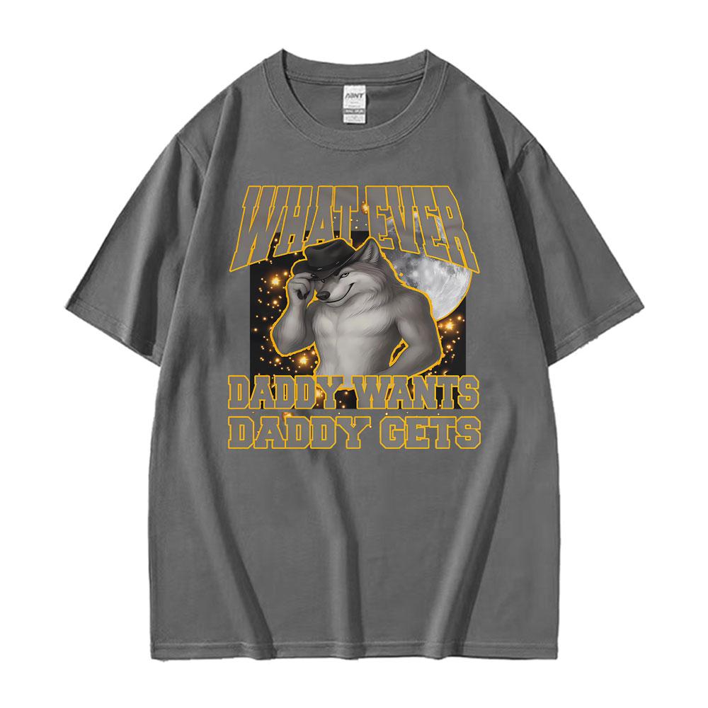 Alpha Wolf Daddy Vintage Humor Gift Tee Shirt Men Women Fashion Summer Short Sleeve Tshirts Casual Oversized T Shirt Streetwear