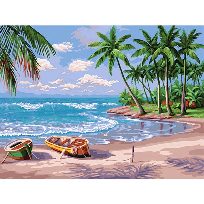 New 5D DIY Diamond Painting Scenery Diamond Embroidery Sea View Cross Stitch Full Round Drill Home Decor Manual Art Gift