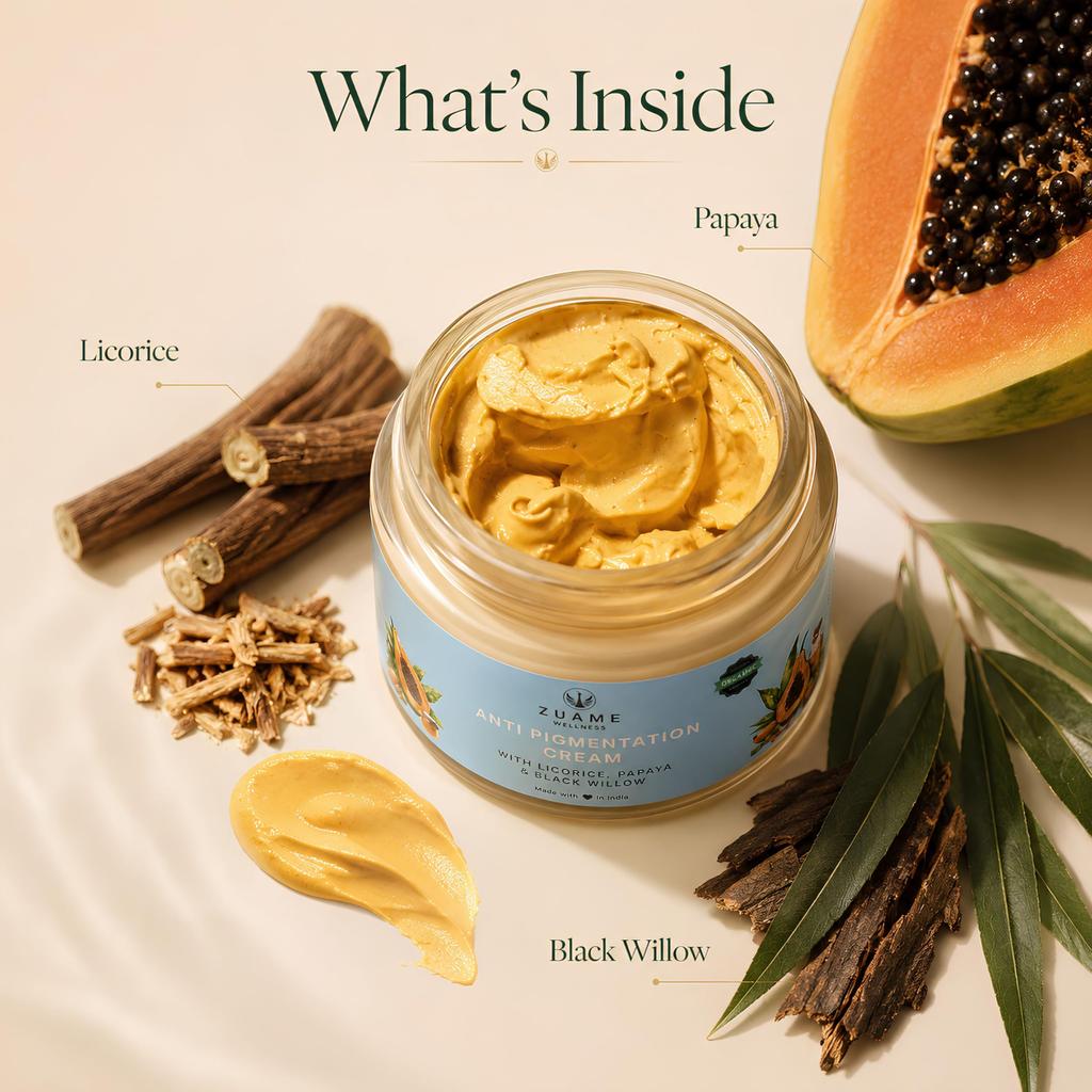 ZUAME Anti Pigmentation Cream | Siddha Inspired Face Cream with Licorice, Papaya, Turmeric & Black Willow | Helps Reduce Dark Spots & Uneven Tone