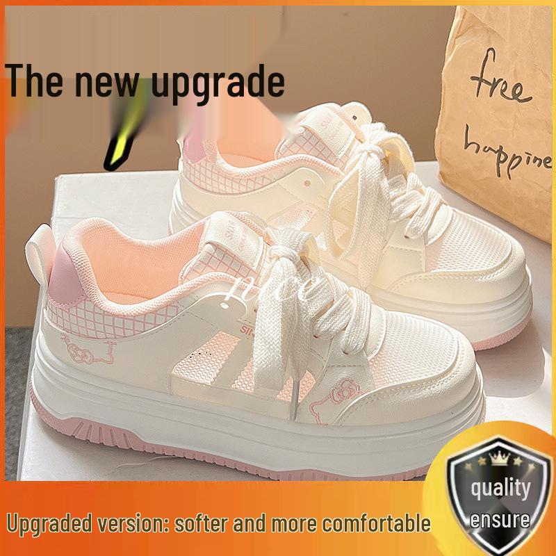 2025 Women's White Mesh Sneakers: Breathable, Thick-Soled, Versatile Casual Skate Shoes for Summer