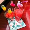Set of 200 Disposable Plastic Straws with Colorful Umbrella and 3D Flamingo Designs, Perfect for Commercial Use, Coffee Shops, and as Drinking Straws,
