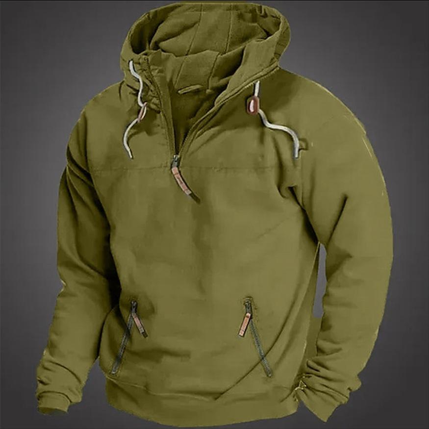 

Men s Plus Size Hooded Solid Color Sweatshirt - Spring & Autumn Loose Fit Jacket XXXL зелений