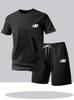 Men's Summer Breathable Sportswear Short Sleeve and Shorts Set, Lightweight and Comfortable Sports Style