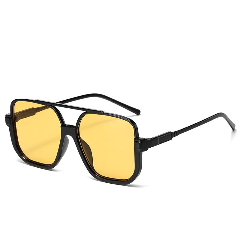 Retro Big Half Frame Women Square Sunglasses Black Circular Cool Men Sunglasses One Piece Designer Pilot Sun Glasses for Female