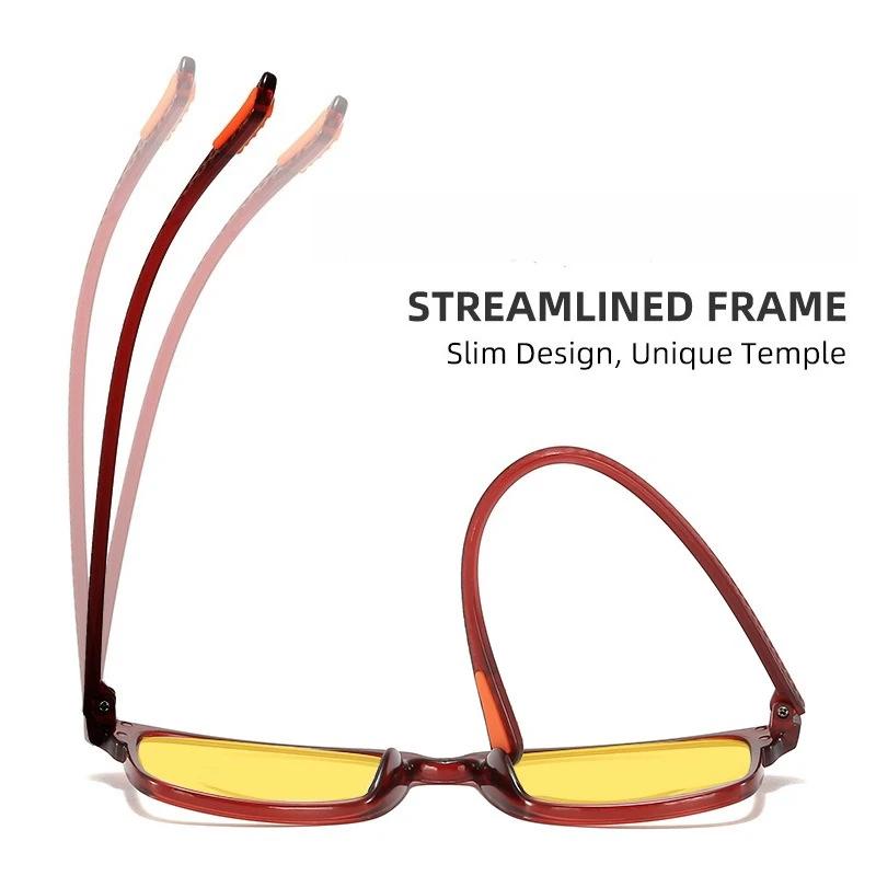 Leisure Simplicity Square Frame Night Vision Glasses Unisex Sturdy And Durable Outdoor Sports Anti-Blue Light Eyeglasses