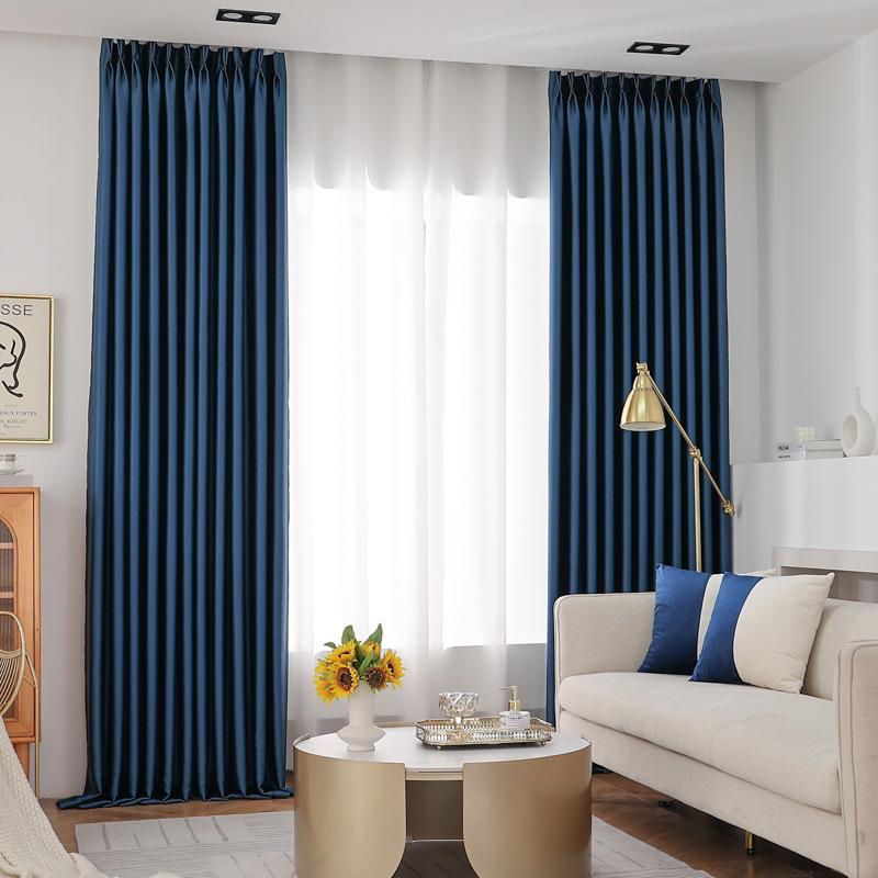 European-Style Bedroom Bay Window Color Matching Curtains Sunscreen Full Shading Sunshade Insulation Fabric Cream Finished Product