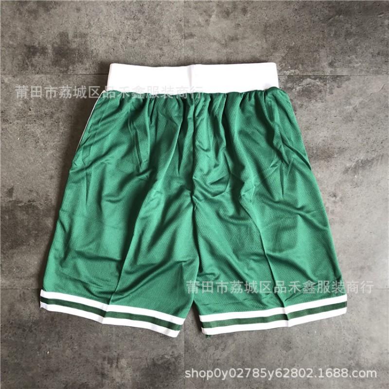 Boston Celtics Basketball Shorts Men Women Cotton Athletic Workout Green White Embroidered NBA Team Style