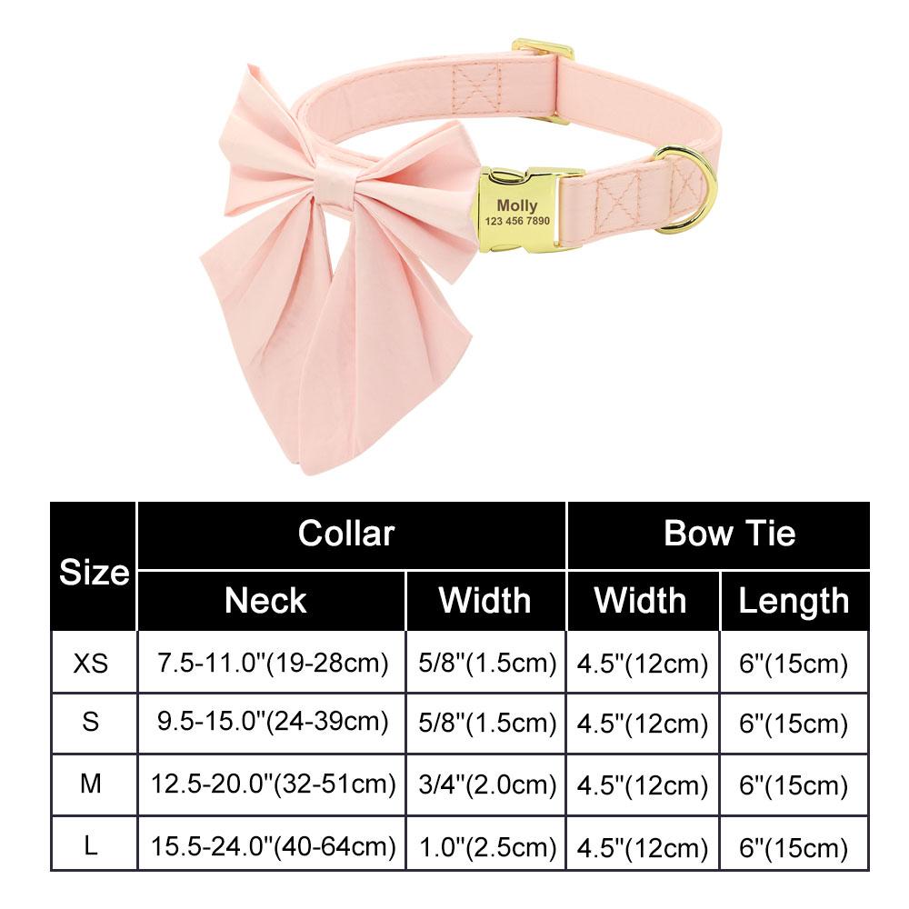Personalized Nylon Bowknot Dog Collar Custom Printed Chihuahua French Bullodog Collars Adjutable Nameplate For Small Medium Dogs