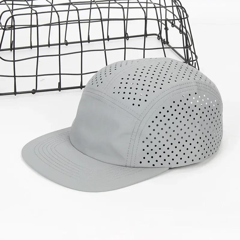 Perforierte 5-Panel-Kappe für Männer, leichte, atmungsaktive, schnelltrocknende Baseballkappen zum Laufen, Camping, Wandern, Training, Outdoor-Mütze