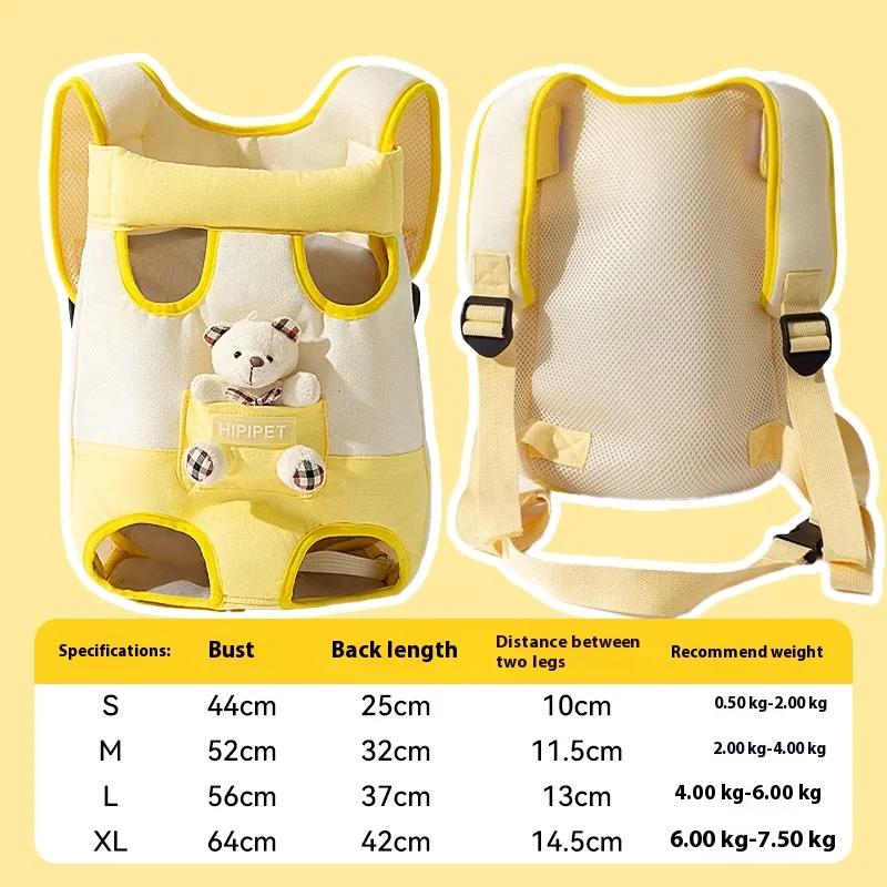 

Cartoon Cute Bear Dog Chest Bag Cat Bag Go Out Carrying Bag Dog Backpack Spring/summer Small Dog Pet Supplies 0.5-2kg