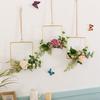Yousheng Floral Hoop Wreath, Metal Wall Hanging with Flower Decor, Durable Wear-Resistant Floral Hoop Wreath, for Garden Balcony Windowsill