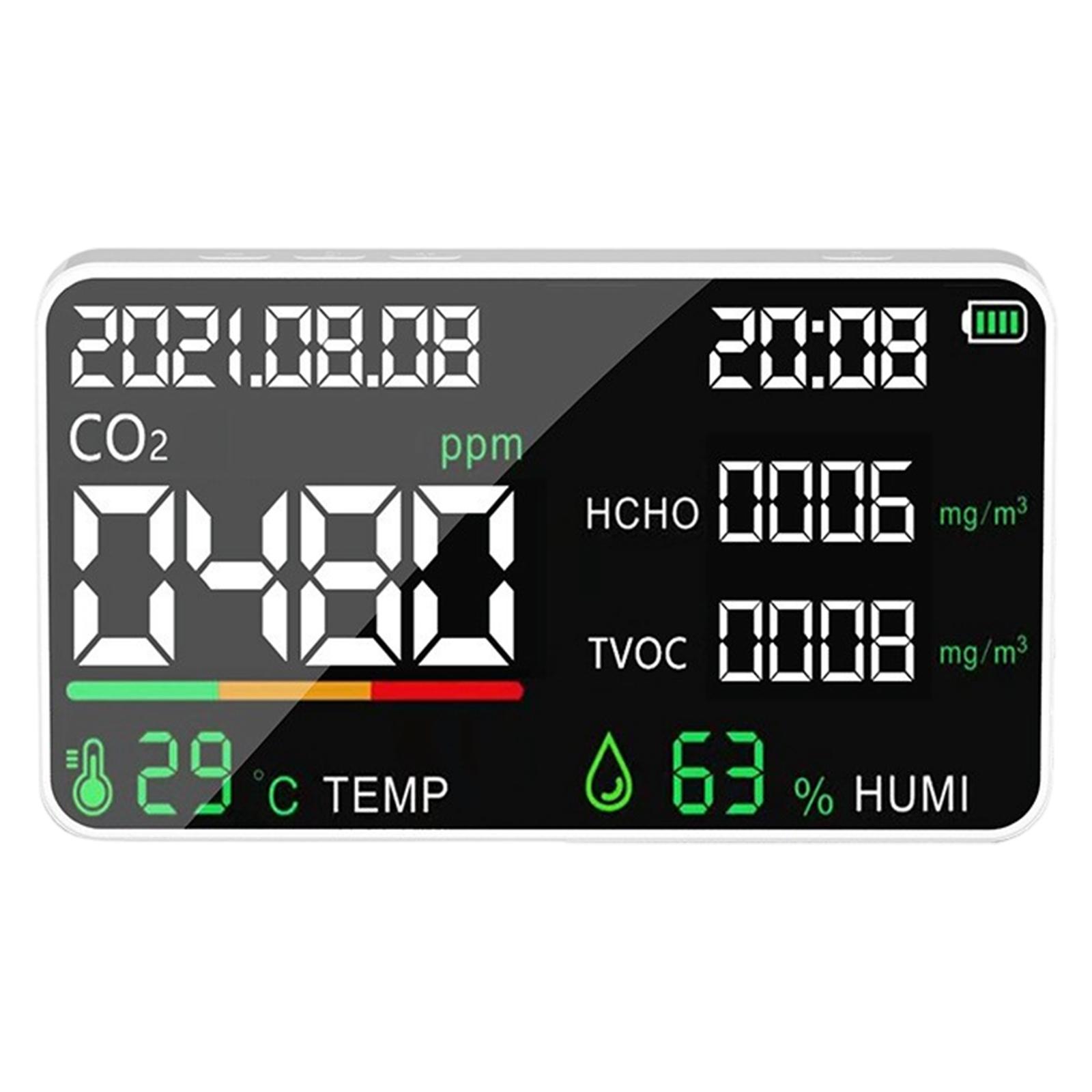 

Indoor Air Quality Monitor for CO2 TVOC Formaldehyde Temperature Humidity Air Quality Detector Air Quality Tester for Home
