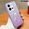 KEYSION Luksusowe etui na telefon z brokatem i powłoką galwaniczną dla VIVO V25 5G V25e Przezroczysty miękki TPU Odporny na wstrząsy tylny pokrowiec dla VIVO V25e V25 5G