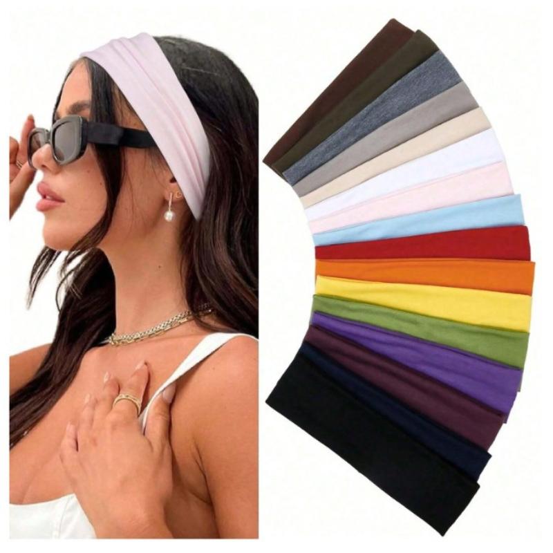 Retro Solid Color Elastic Sweat-Wicking Sports Headband For Women