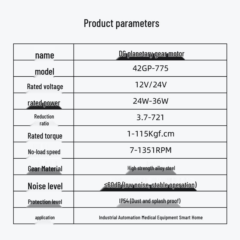 Mingyang 12V 42GP-775 Compact DC Planetary Geared Motor, Low and Variable Speed.