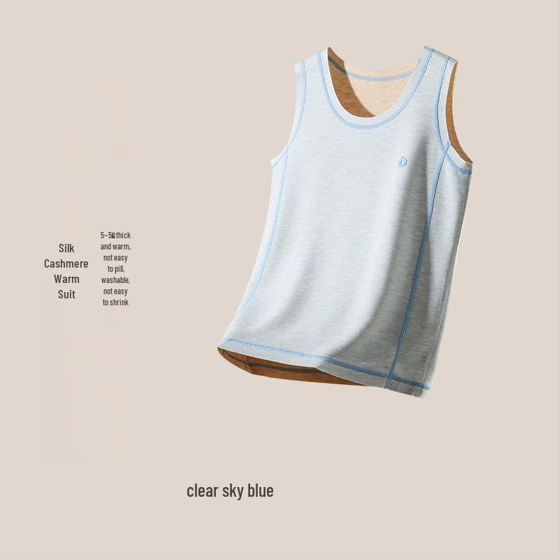 Kids' Silk Cashmere Warm Vest - A-Class Sleeveless Base Layer for Boys and Girls, Ideal for Autumn and Winter