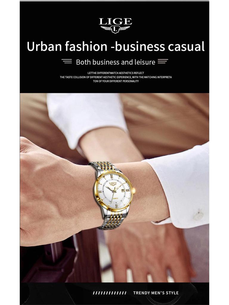 LIGE Men's Waterproof Quartz Watch - Luminous, Multifunctional, Calendar-Equipped Student Watch