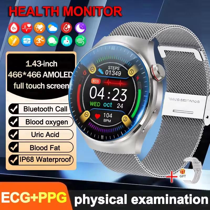 2026 Nuovo Preciso Lipidi Sanguigni Schermo AMOLED da 1,43" Smartwatch per la Salute ECG Acido Urico Pressione Sanguigna Chiamata Bluetooth Smartwatch Compatibile Android/iOS