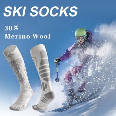Merinowollsocken Skisocken für Damen und Herren, Atmungsaktive Kompressionsstrümpfe Thermosocken Warme Dicke Wintersocken Kniehoch für Outdoorsport