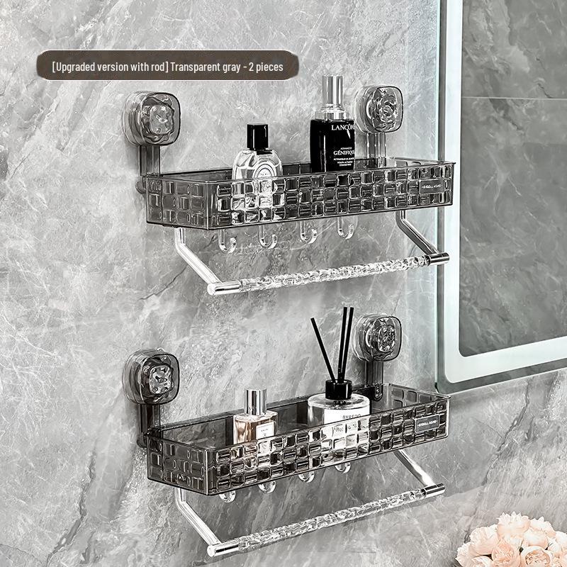 Punch-Free Bathroom Shower Storage Rack - Suction Cup Wall-Mounted Organizer