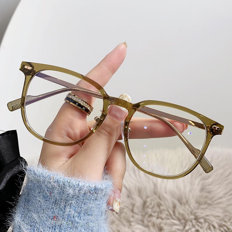 

Cold Brown Glasses, Myopic Women Can Be Equipped With Degree Lenses, Anti-Blue Light, Plain Face, Large Frame, Eye Frame, Small Face армия зеленый
