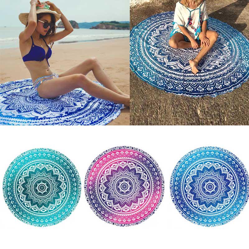 Arazzo Rotondo Mandala Telo da Picnic Estivo Tappeto Coperta Tappetini