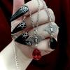 Goth Hip Hop Sliver Color Vampire Bat Red Blood Drop Pendant Stainless Steel Necklace for Women Halloween Demon Slayer Jewelry