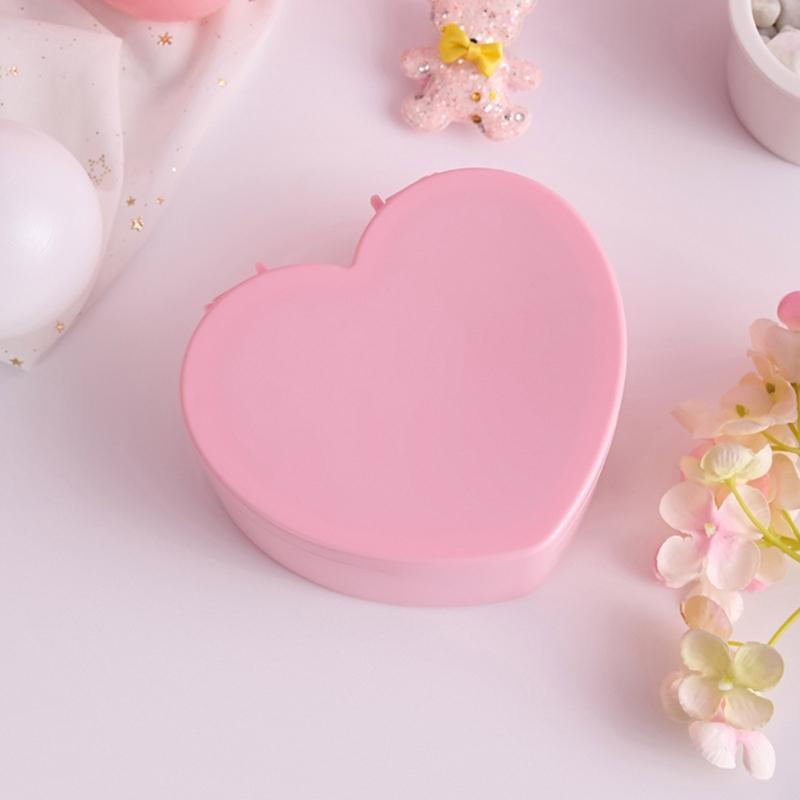 Jewelry Organizer Heart Shape Makeup Box with Mirror Cosmetic Storage Container for Earrings Rings Necklaces Display