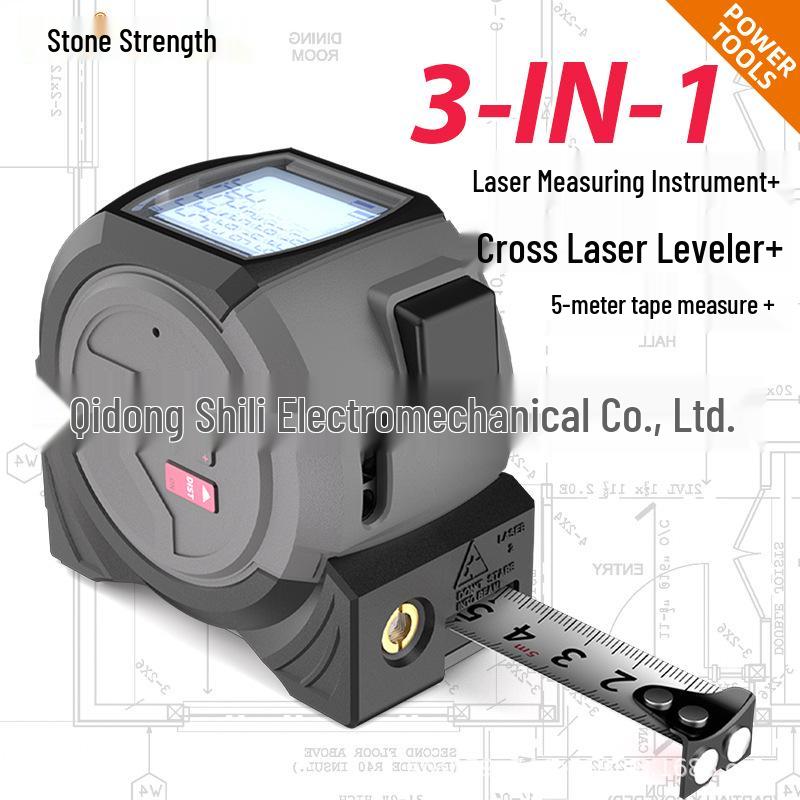 Three-in-One High Precision Laser Tape Measure with Cross Line and Infrared Distance Meter (40m/60m)