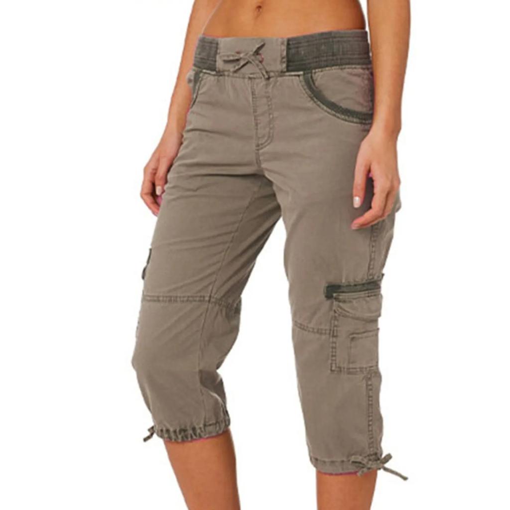 Kalhoty s mnoha kapsami Outdoor Y2k Kapsáče Dámské Streetwear Sportovní Zkrácené Kalhoty Kombinézy Tenké Volné Kapsáčové Šortky Pantalones