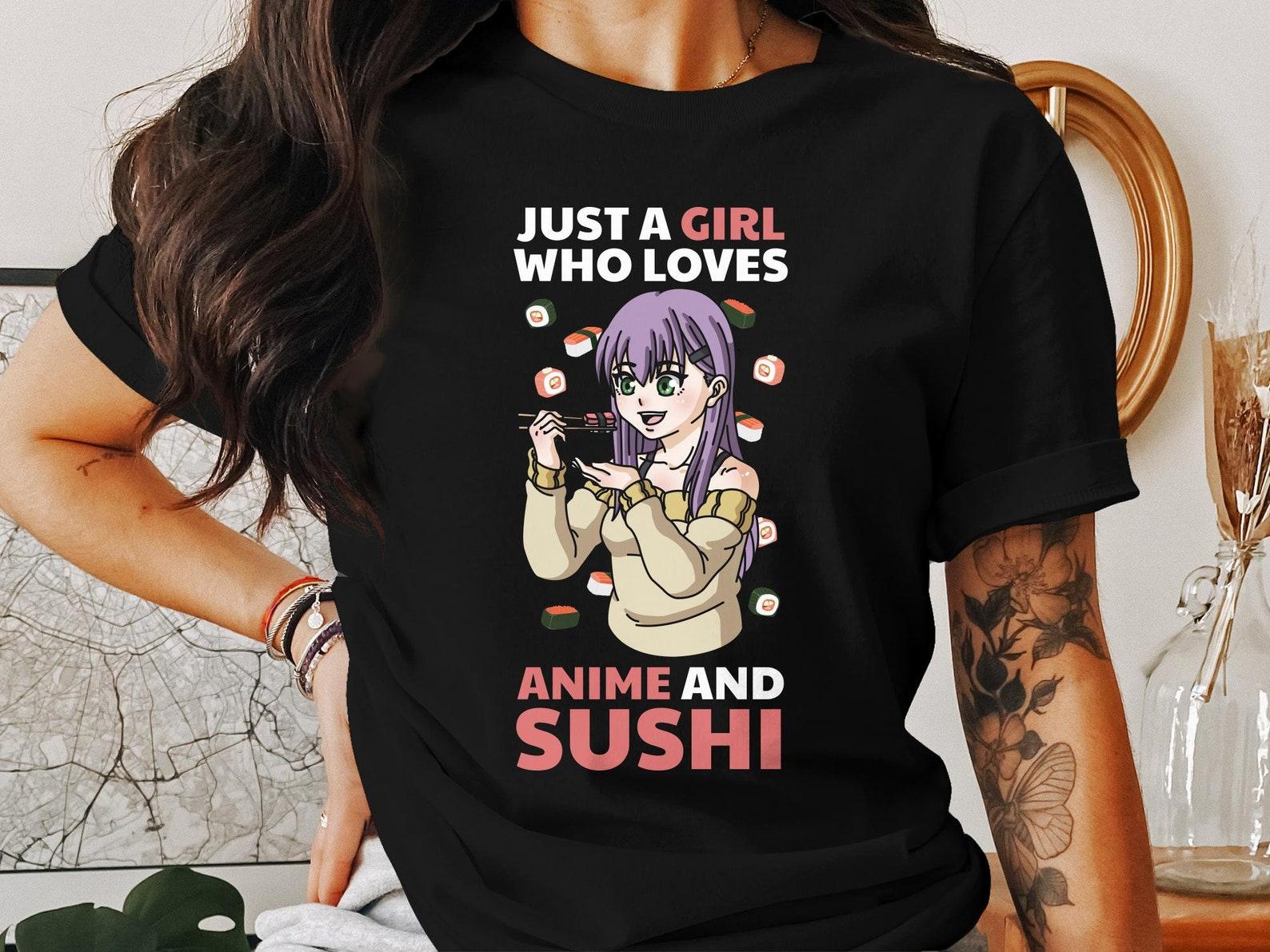Anime Sushi Girl T-Shirt, Kawaii Otaku Tee 2XL
