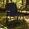 Portable Camping Chair with Wooden Armrests Supportive Padded Folding
