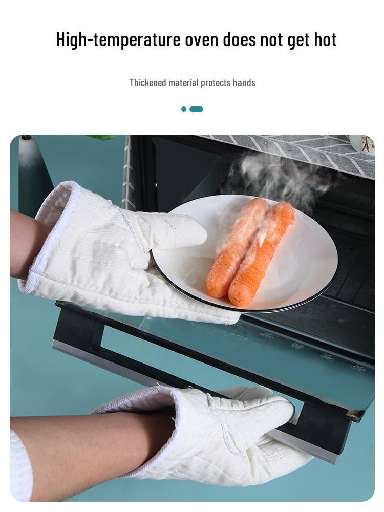 High-Temperature Resistant Industrial Baking Gloves - Five-Finger, Anti-Scald, Heat-Insulating, Wear-Resistant, Thickened Protection.