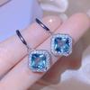 Fashion Square Sapphire  Set Pendants Earrings Ring  Sterling Silver Sets Fashion Bridal Decoration Colorful Gifts