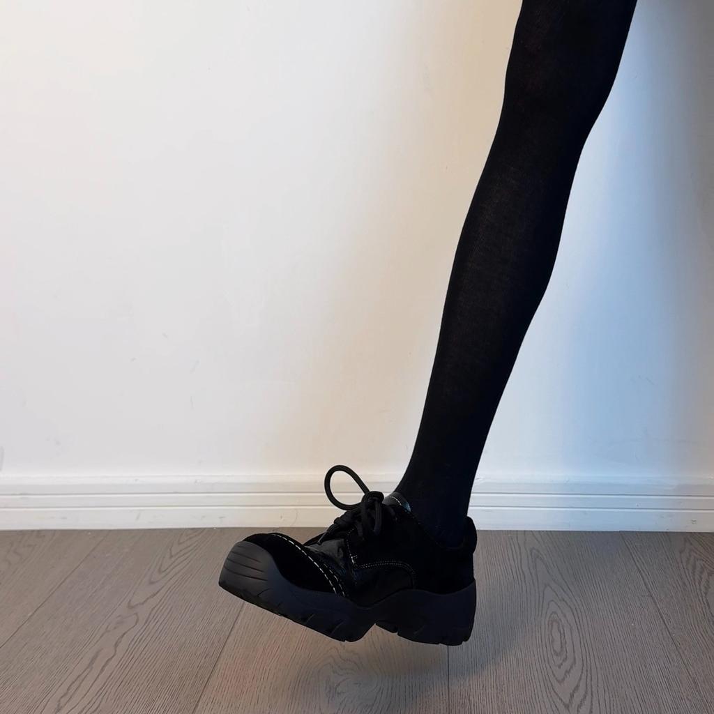 Soft leather version~ niche ballet style bow sports loafers women's retro suede one-pedal thick-soled small leather shoes