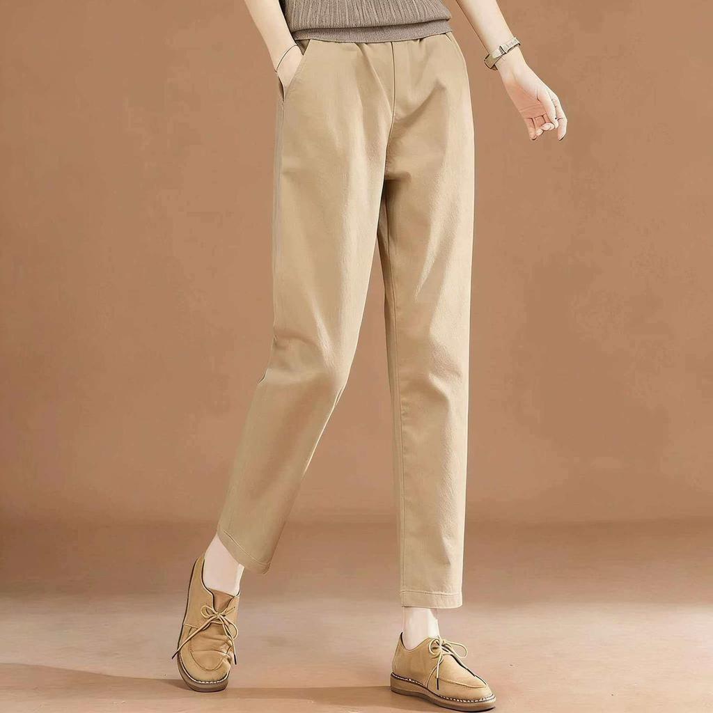 Women's Retro Carrot Harem Pants - Spring/Summer 2026 Collection, Casual Straight-Leg, Slimming Fit