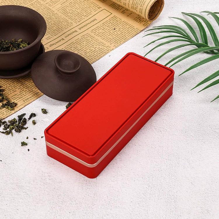 

Customizable Rectangular Tinplate Tea Can with Tactile Design for Two or Three Brews