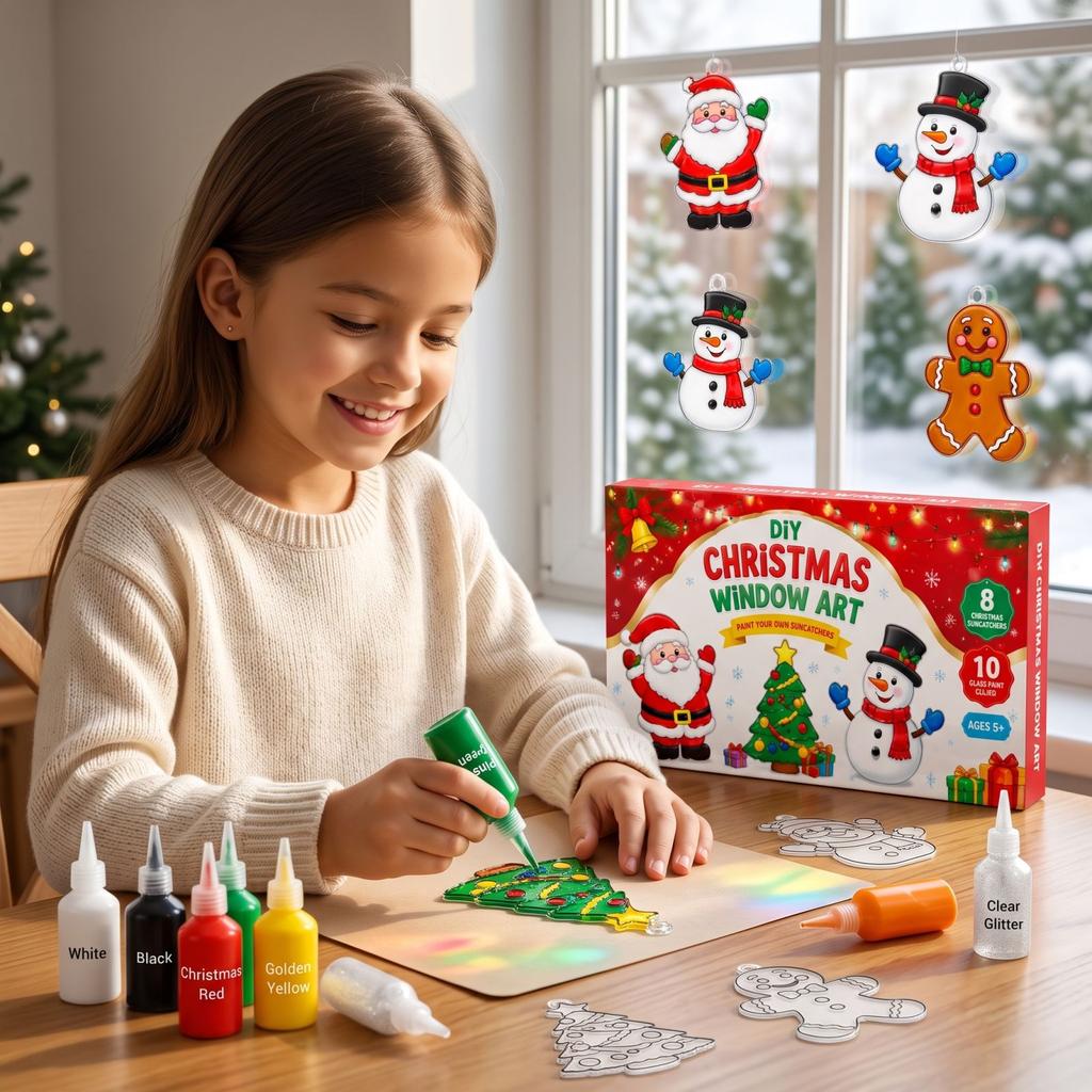 Christmas Paint by Numbers Kit for Adults, Holiday DIY Painting Set for Beginners, Festive Gift 10ml