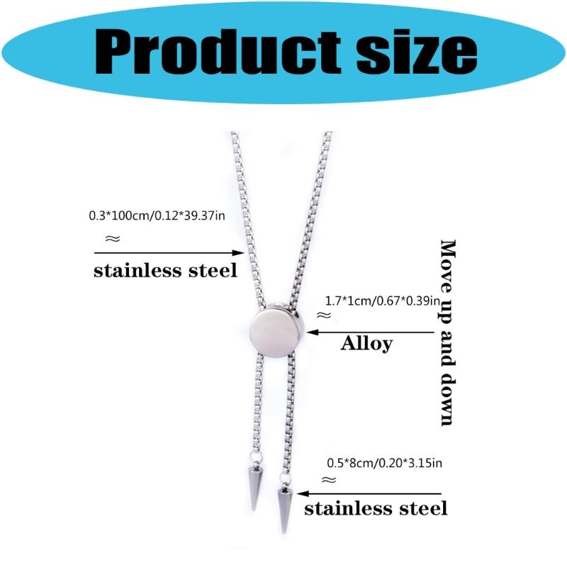 Classical Bolo Style Stainless Steel Sliding Pendant Necklace Ergonomic Design Jewelry for Comfortable Long Term Use
