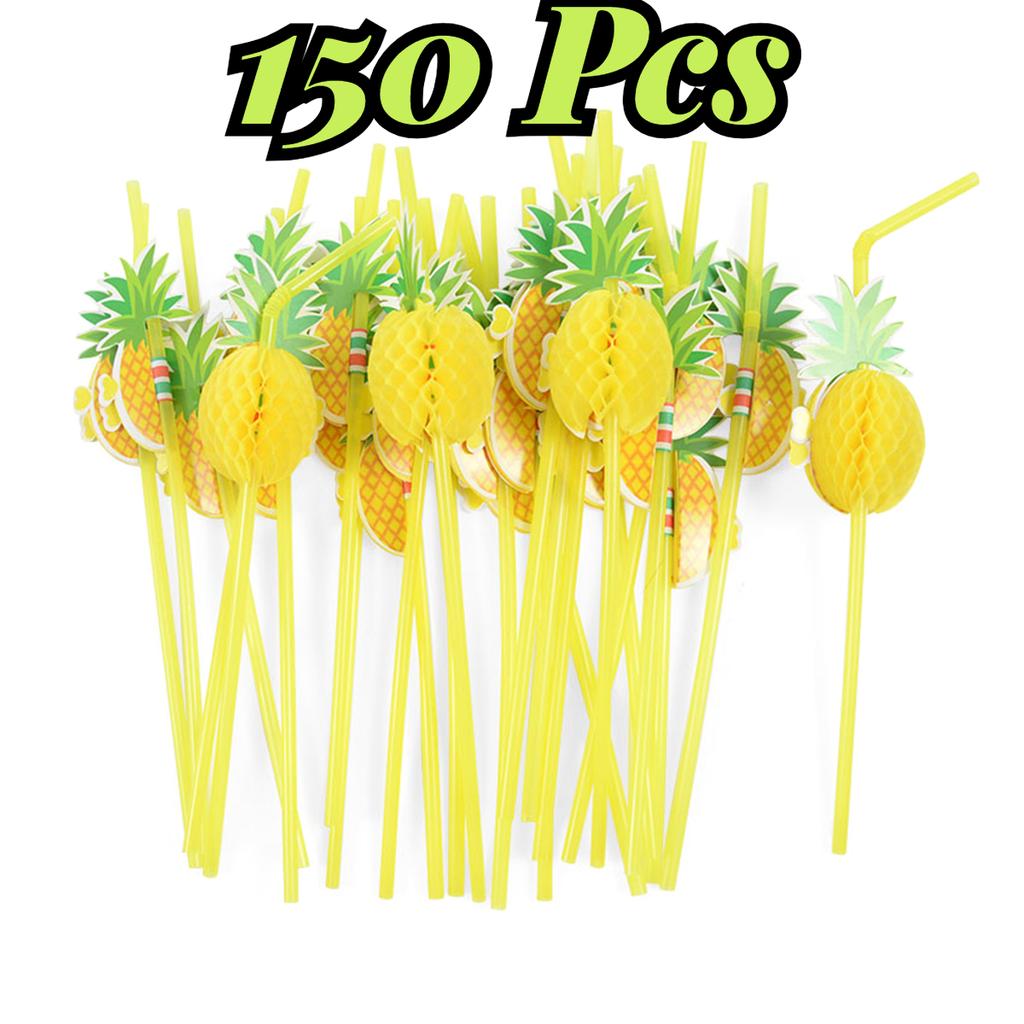 50-150Pcs 3D Fruit Drinking Straw Flamingo Disposable Paper Straws Wedding Favors Kids Birthday Party Barware Decorations