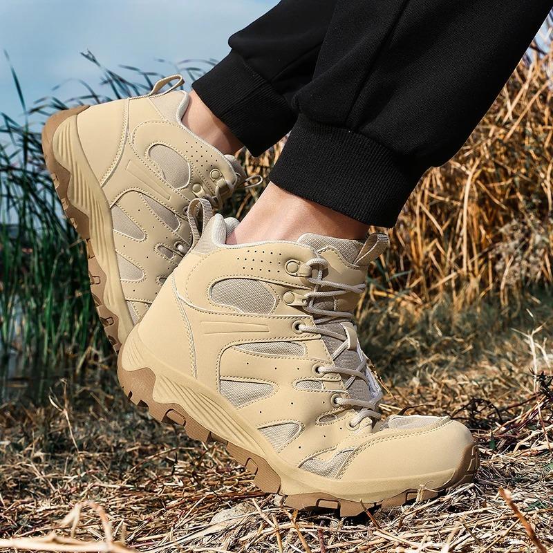 High-top Men's Hiking Shoes Plus Size 39-48 Breathable Casual Trainers Anti-slip Outdoor Sneakers for Trekking Camping