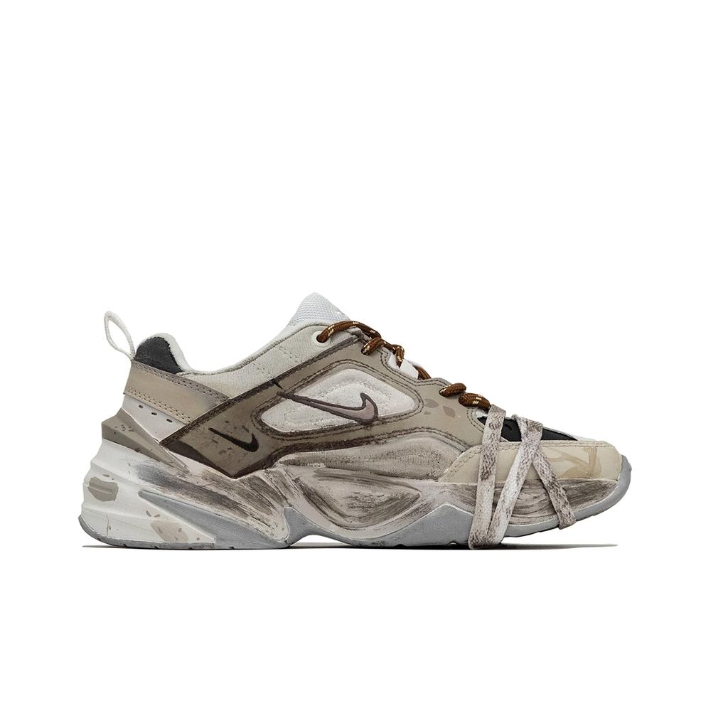 Nike M2K Tekno Net Texture, Sandstorm Center Cushioning Abrasion Resistant Cushioning, Wear Resistant Low top AO3108-100(Team800-)