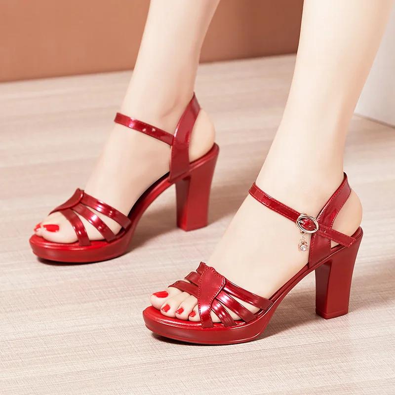 New Women's High Heels Shoes Summer Platform Sandals 2025 Fashion Wedding Party Office High Heels Sandals Ladies Plus Size 32-43