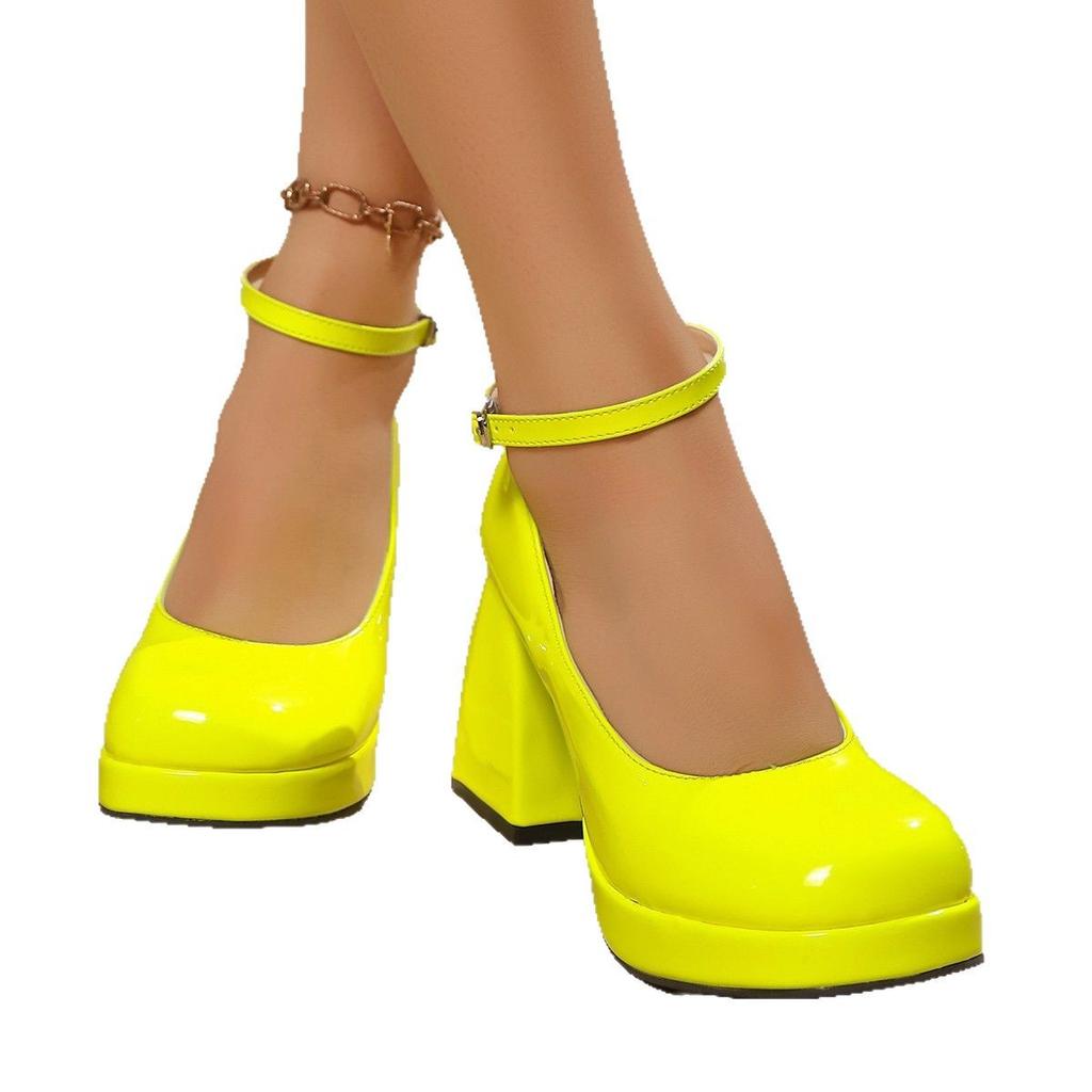 Mary Jane Waterproof Platform Thick Heel Round Head Naked Pink Versatile Single Shoes 2025 Spring and Autumn New Shallow Mouth Sexy High Heels