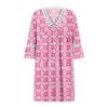 Women's Fashion Women's V-neck Printed Lace Patchwork Bohemian Casual Resort Three Quarter Sleeve Dress